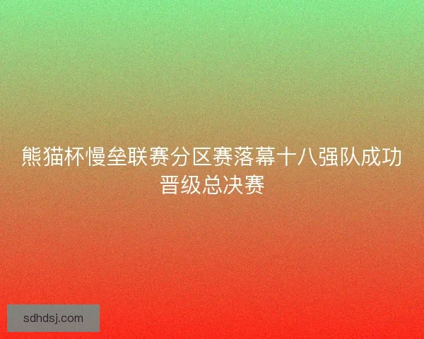 熊猫杯慢垒联赛分区赛落幕十八强队成功晋级总决赛 熊猫杯慢垒联赛分区赛落幕十八强队成功晋级总决赛